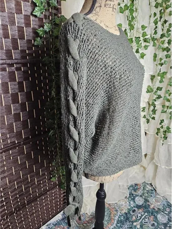 Jolt Olive Green Open Knit Sweater XL Boho Lightweight Slouchy Top NWT - Picture 2 of 4